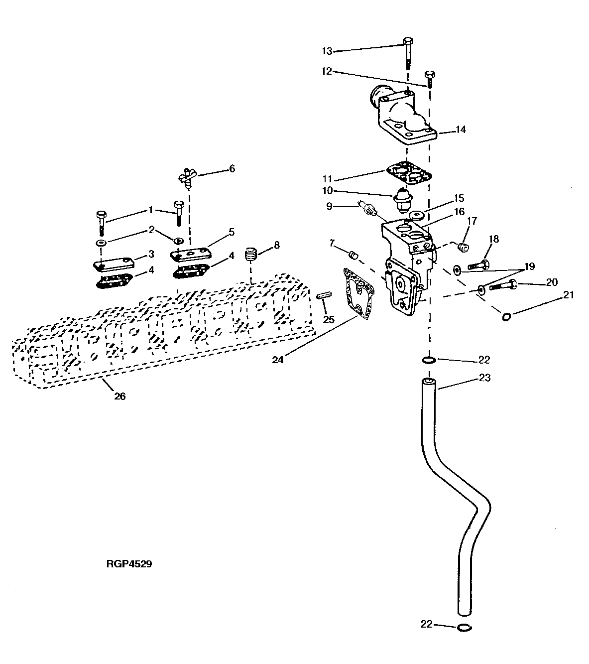 Схема запчастей John Deere 92DLC - 51 - WATER MANIFOLD AND THERMOSTAT 0418 Thermostats, Housing And Water Piping 6076AT033 6076AT033