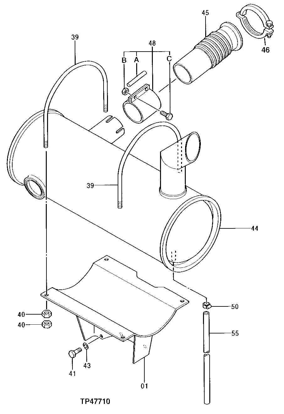 Схема запчастей John Deere 92DLC - 75 - Muffler 0530 External Exhaust Systems