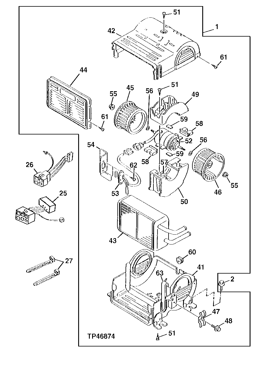 Схема запчастей John Deere 92DLC - 115 - Cab Heater (010003 - ) 1830 HEATING AND AIR CONDITIONING