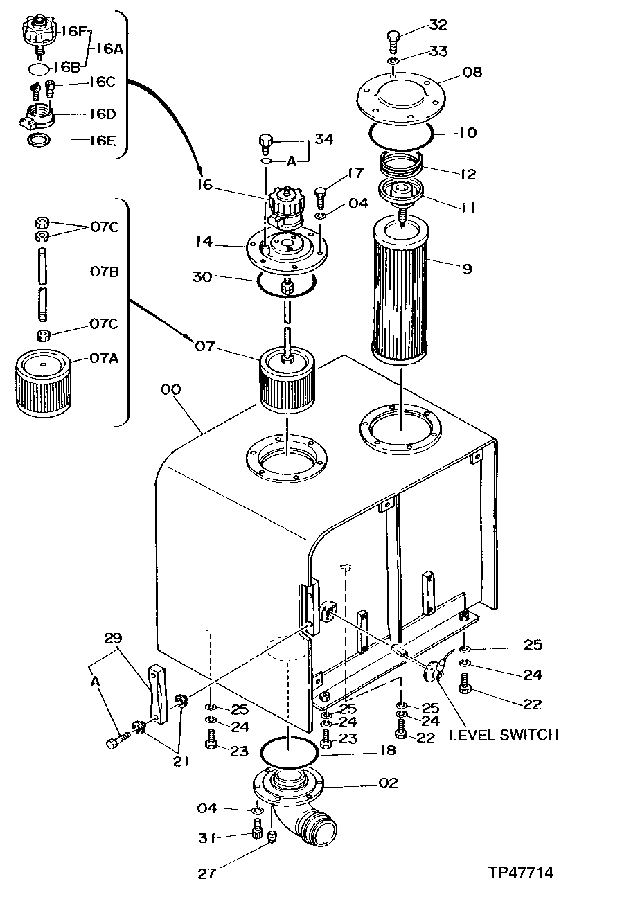 Схема запчастей John Deere 92DLC - 127 - Oil Tank 2160 HYDRAULIC SYSTEM