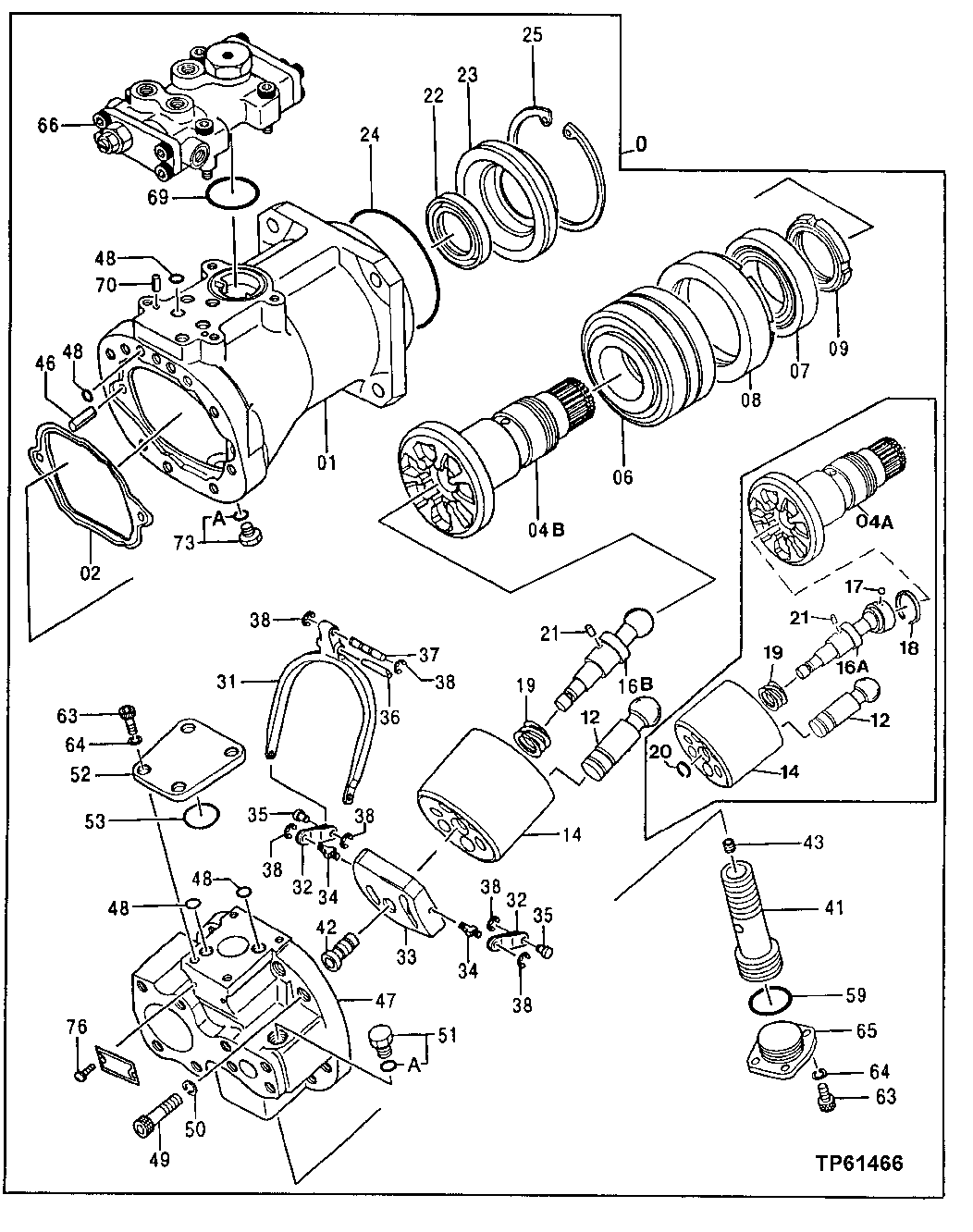 Схема запчастей John Deere 92DLC - 130 - PUMP, SINGLE 2160 HYDRAULIC SYSTEM