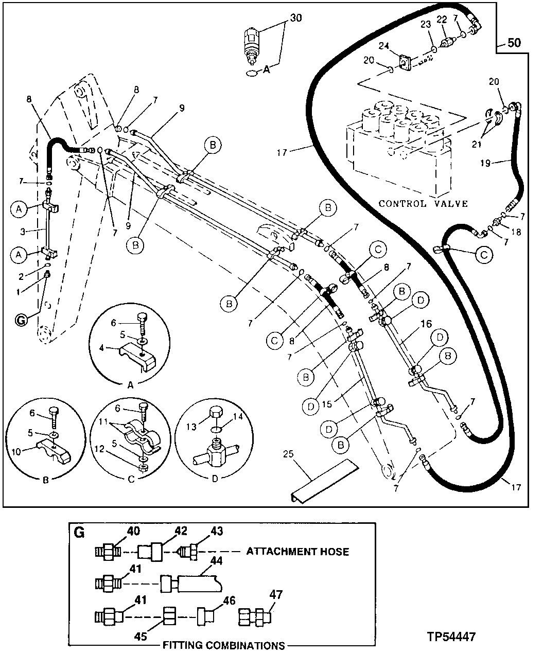 Схема запчастей John Deere 92DLC - 194 - BOOM AND ARM AUXILIARY HYDRAULIC LINES 3360 HYDRAULIC SYSTEM