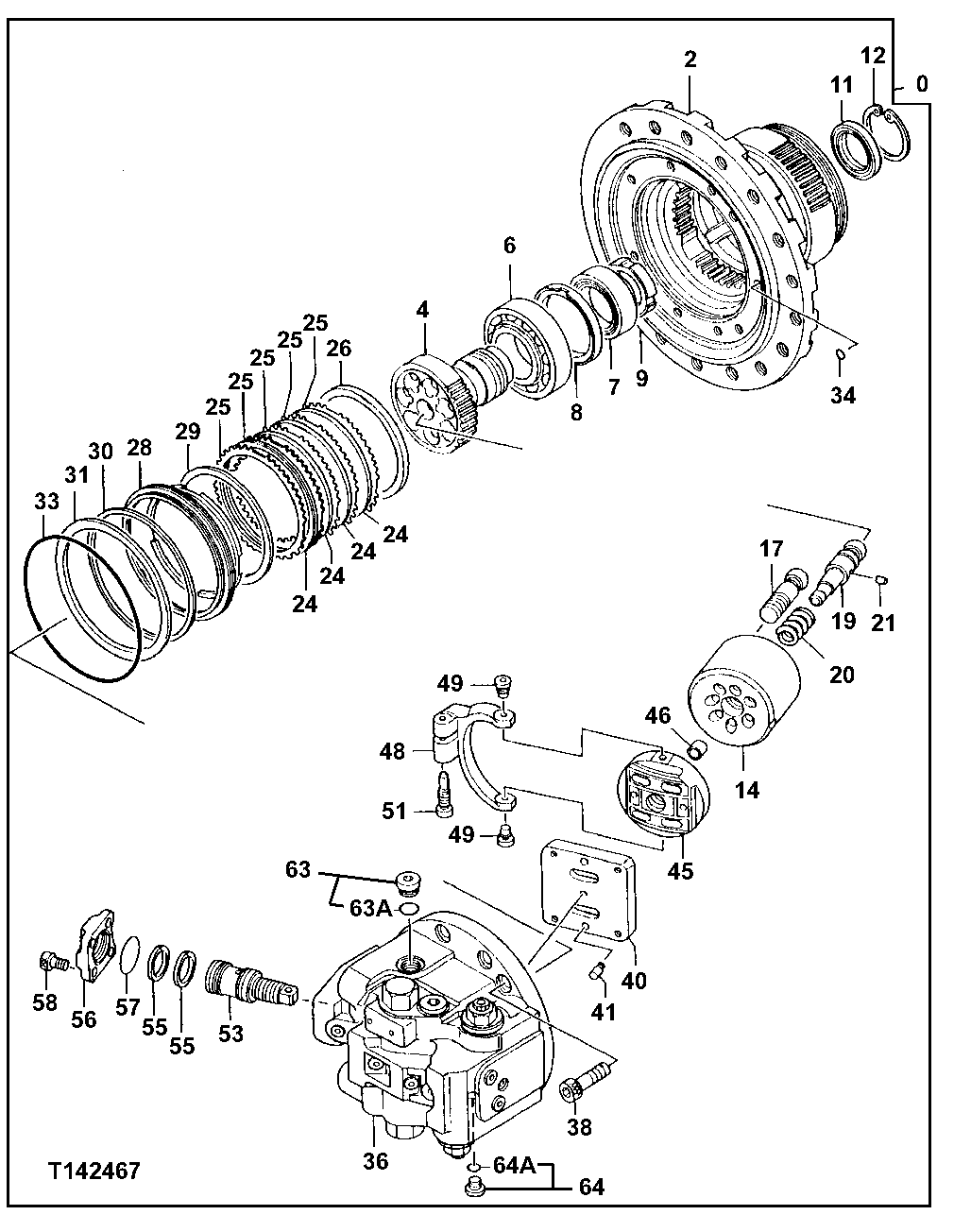 Схема запчастей John Deere 00LC - 21 - PROPEL MOTOR COMPONETS 0260 HYDRAULIC SYSTEM