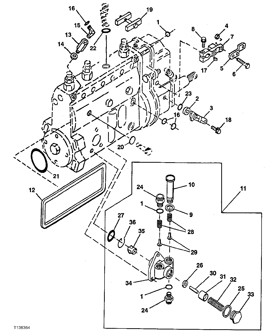 Схема запчастей John Deere 00LC - 50 - FUEL INJECTION PUMP LEVERS AND TRANSFER PUMP (071872 - ) 0413A FUEL INJECTION SYSTEM PE6068TT051 PE6068TT051