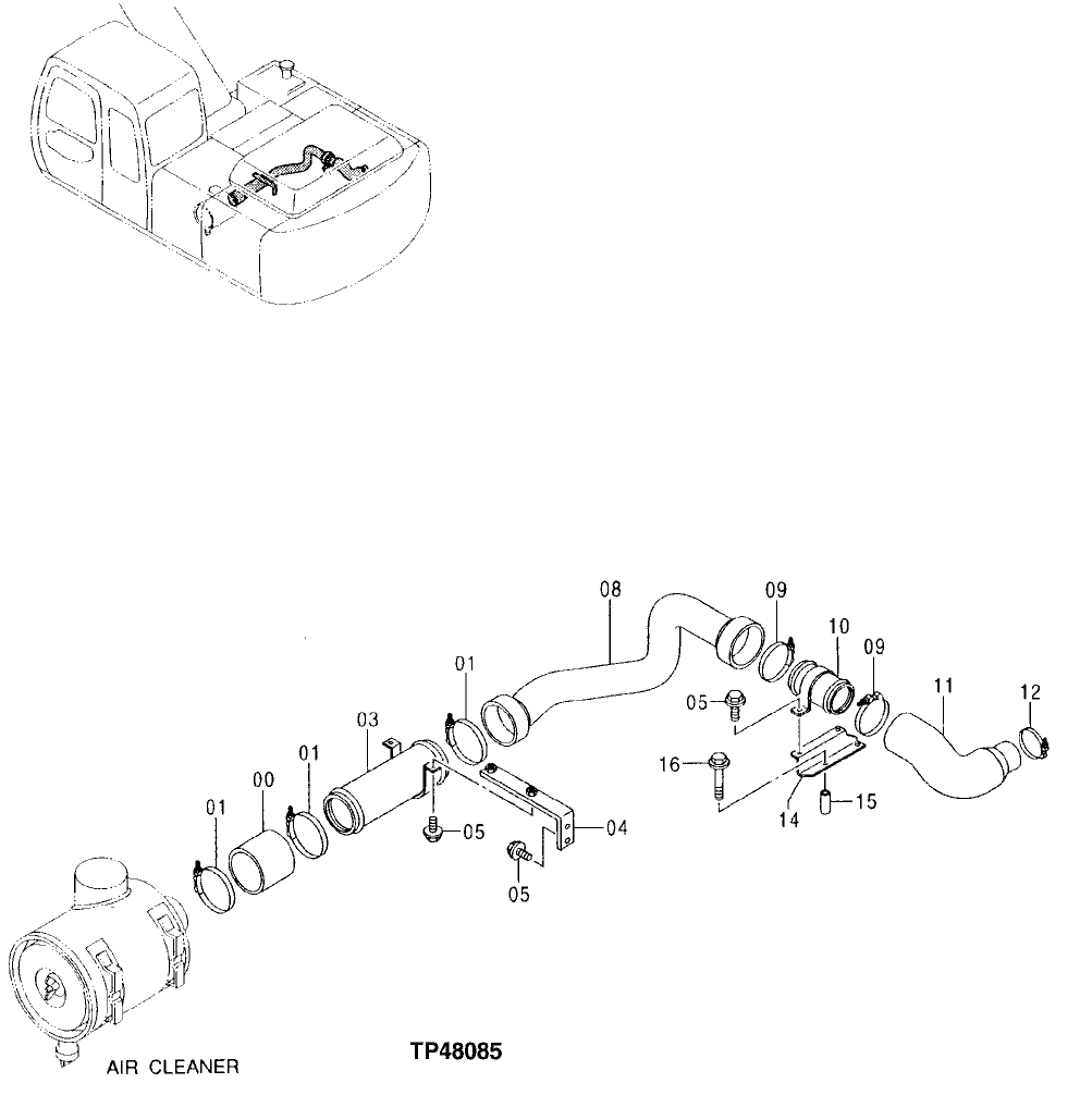 Схема запчастей John Deere 00LC - 134 - AIR CLEANER SUPPORT 0520 INTAKE SYSTEM