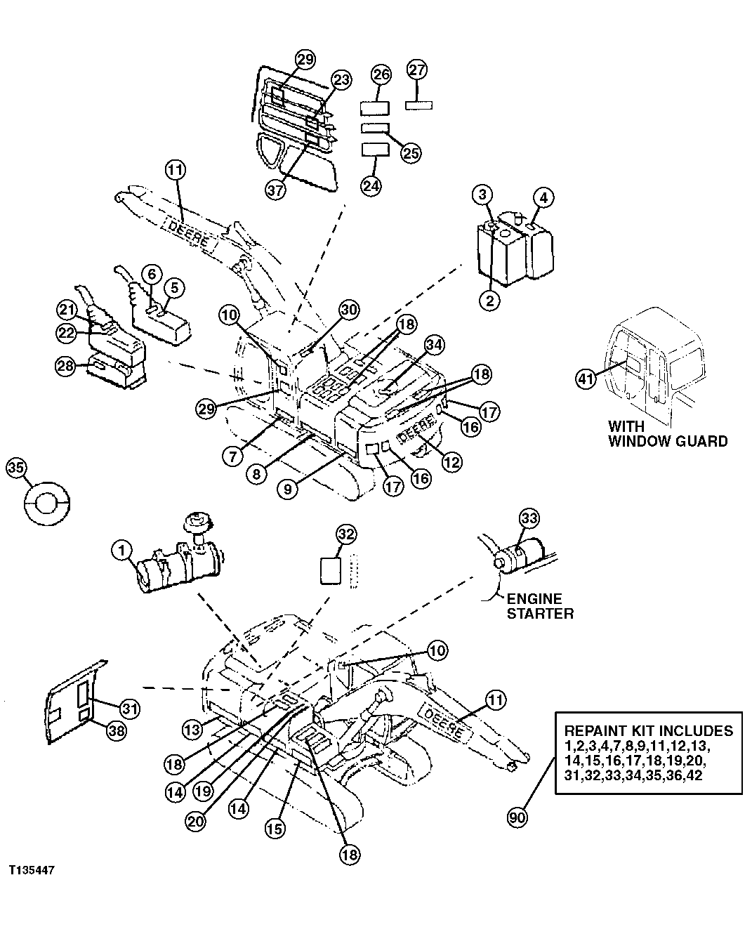 Схема запчастей John Deere 00LC - 140 - LABELS AND DECALS 1320 VEHICLE FINISH AND TRIM