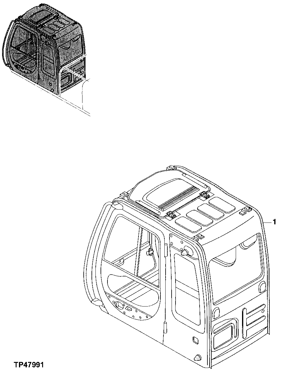 Схема запчастей John Deere 00LC - 174 - CAB 1810 OPERATOR ENCLOSURE