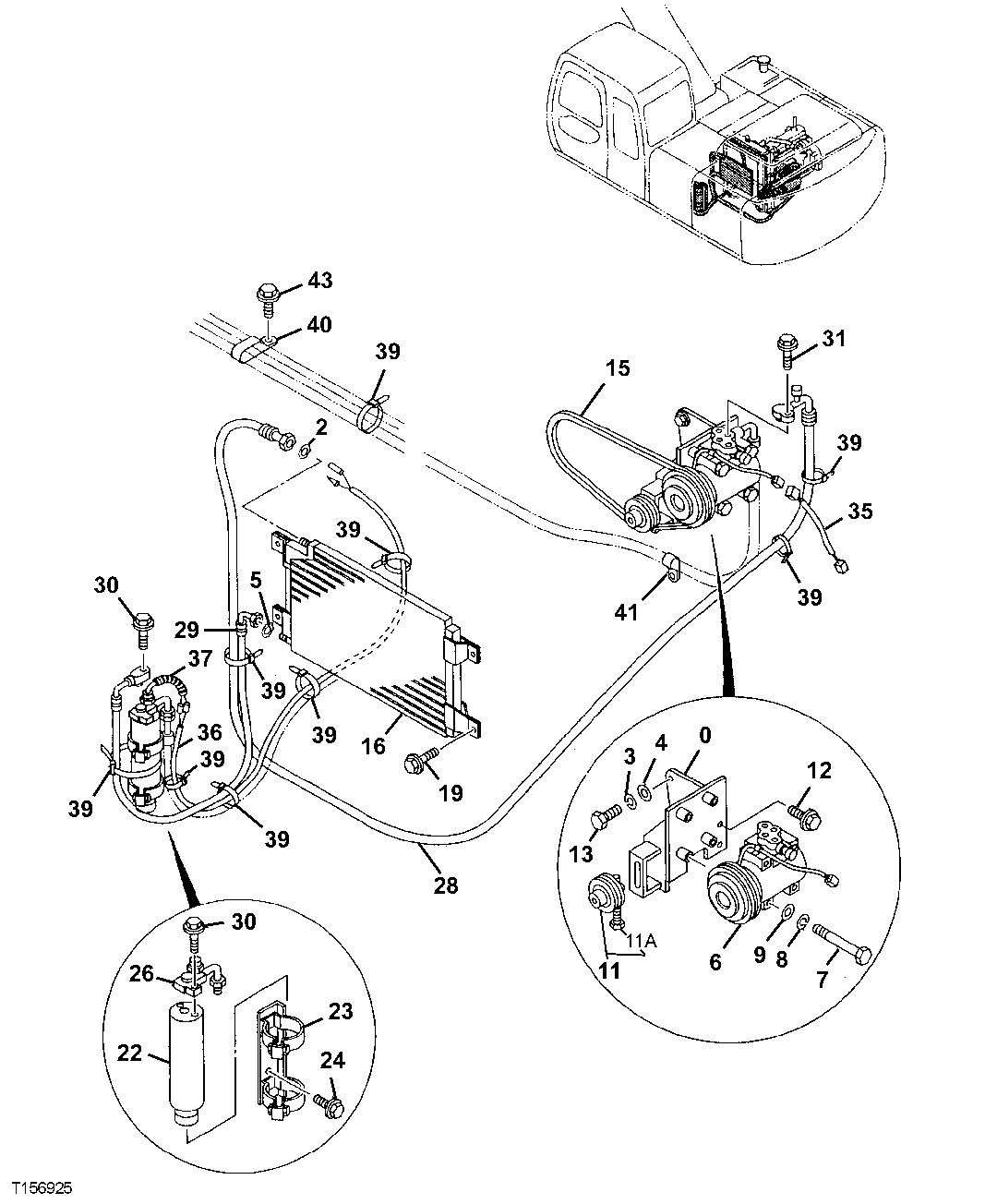 Схема запчастей John Deere 00LC - 208 - AIR CONDITIONER SYSTEM ( - 050798) 1830 HEATING AND AIR CONDITIONING