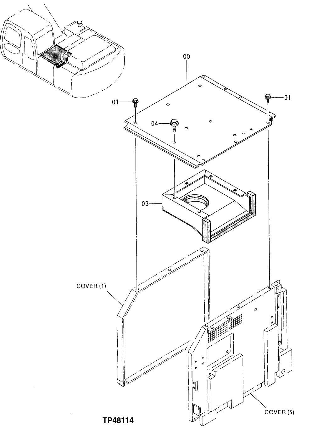Схема запчастей John Deere 00LC - 225 - COVER 1910 HOOD OR ENGINE ENCLOSURE