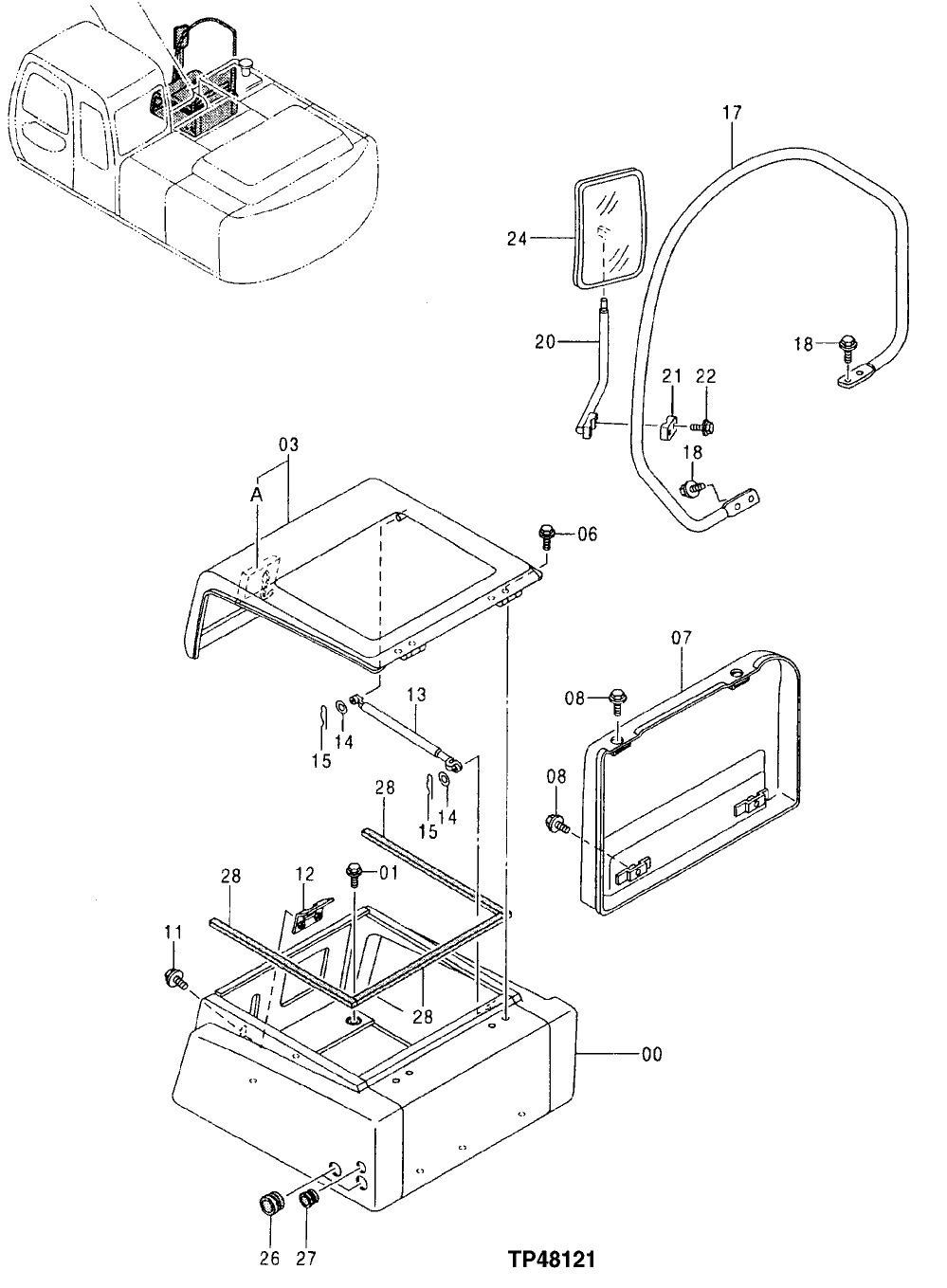 Схема запчастей John Deere 00LC - 234 - TOOL BOX COVER 1910 HOOD OR ENGINE ENCLOSURE