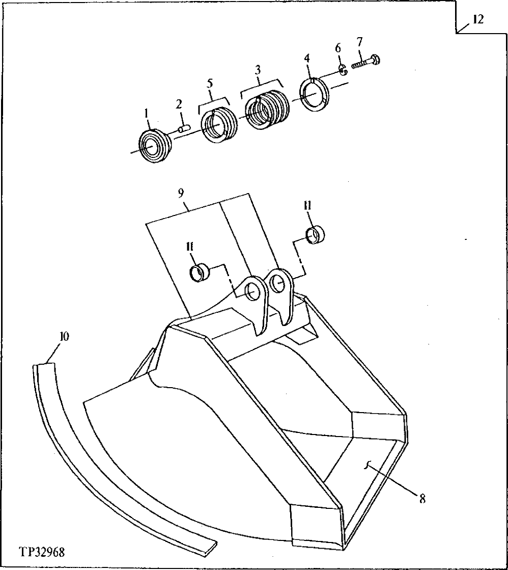 Схема запчастей John Deere 00LC - 266 - DITCHING BUCKET 3302 BUCKET WITH TEETH