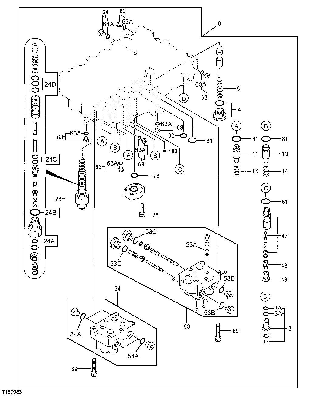 Схема запчастей John Deere 00LC - 319 - CONTROL VALVE 3360 HYDRAULIC SYSTEM