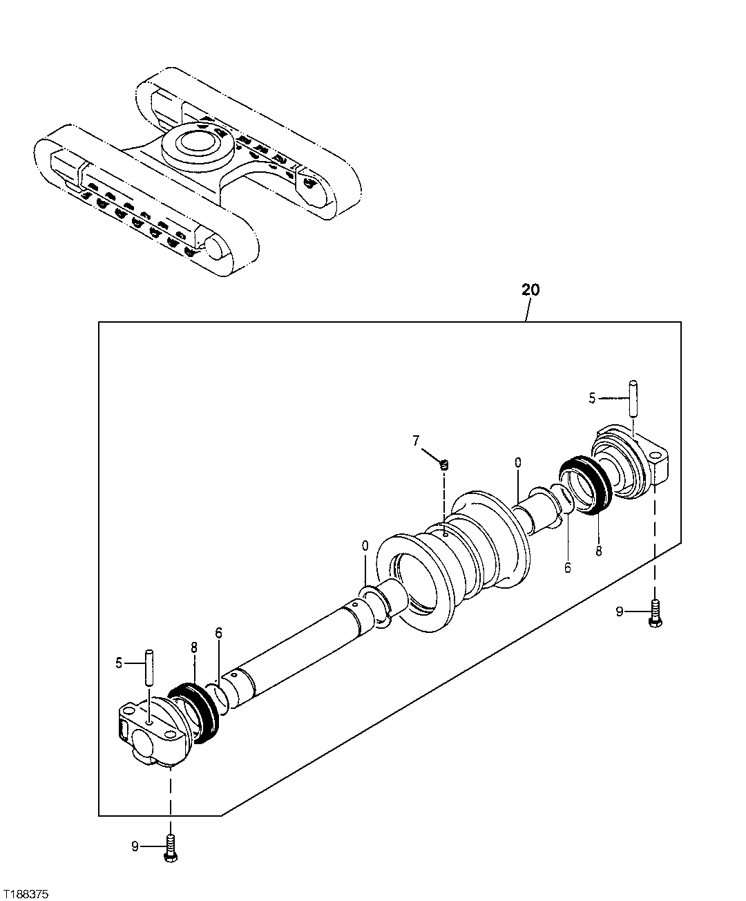 Схема запчастей John Deere 20 - 10 - Lower Roller (Steel Track) (Serial No. 030073-032124) (Serial No. 032147- ) 0130 Track Systems
