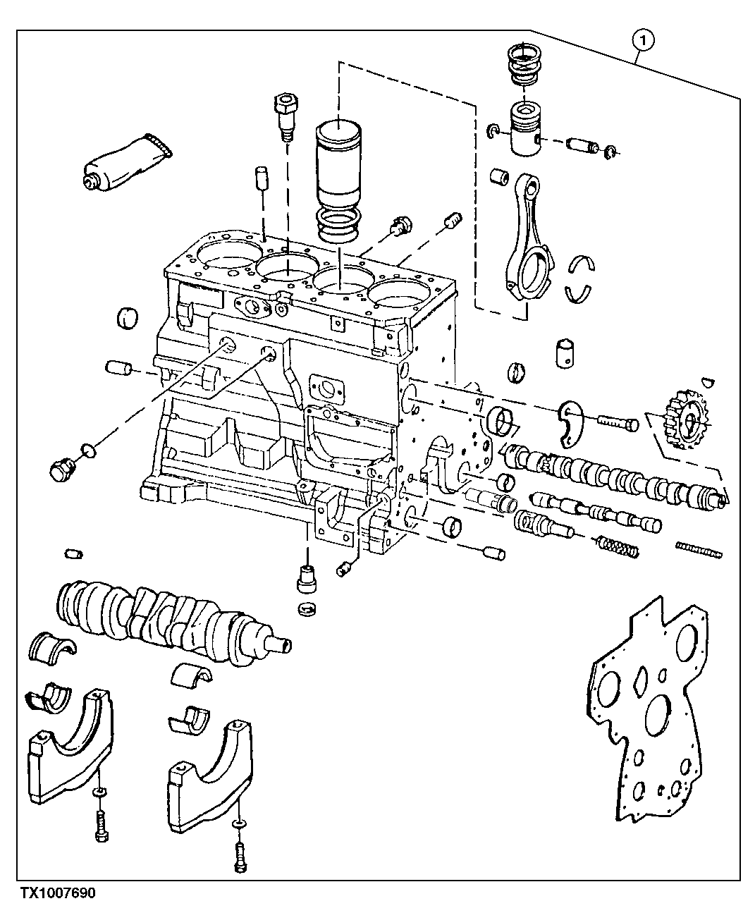 Схема запчастей John Deere 20 - 38 - Engine Short Block 0400A Engine 4045HP051-RE508144 4045HP051