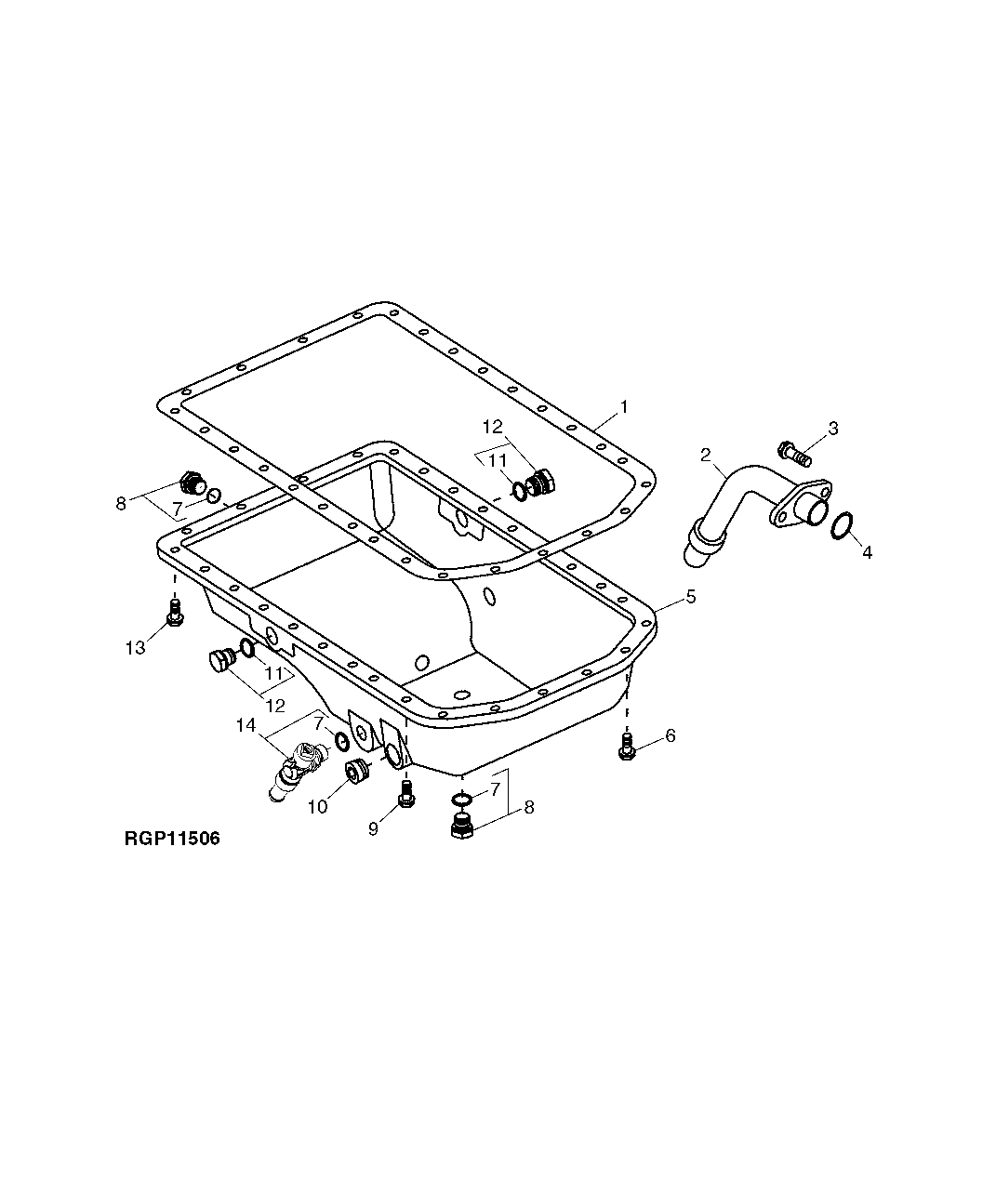 Схема запчастей John Deere 20 - 43 - ALUMINIUM OIL PAN (ESN. 274011-334596) (274011 - 334596) 0400A Engine 4045HP051-RE508144 4045HP051