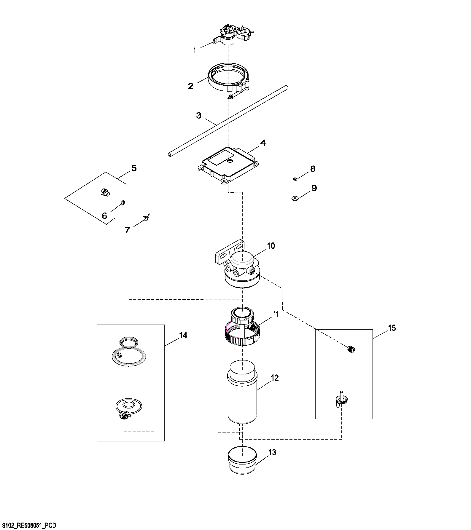 Схема запчастей John Deere 20 - 59 - 9102 Primary Fuel Filter 0400A Engine 4045HP051-RE508144 4045HP051