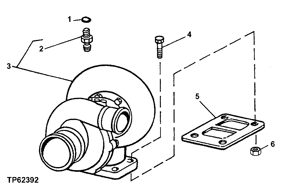 Схема запчастей John Deere 20 - 101 - TURBOCHARGER (AIRESEARCH) (ESN -804732) ( - 804732) 0400B Engine T04045TT052 ( - 804732) T04045TT052