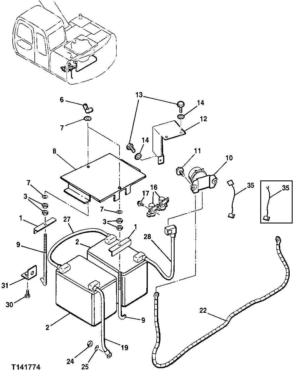 Схема запчастей John Deere 20 - 201 - ELECTRIC PARTS 1674 Wiring Harness And Switches
