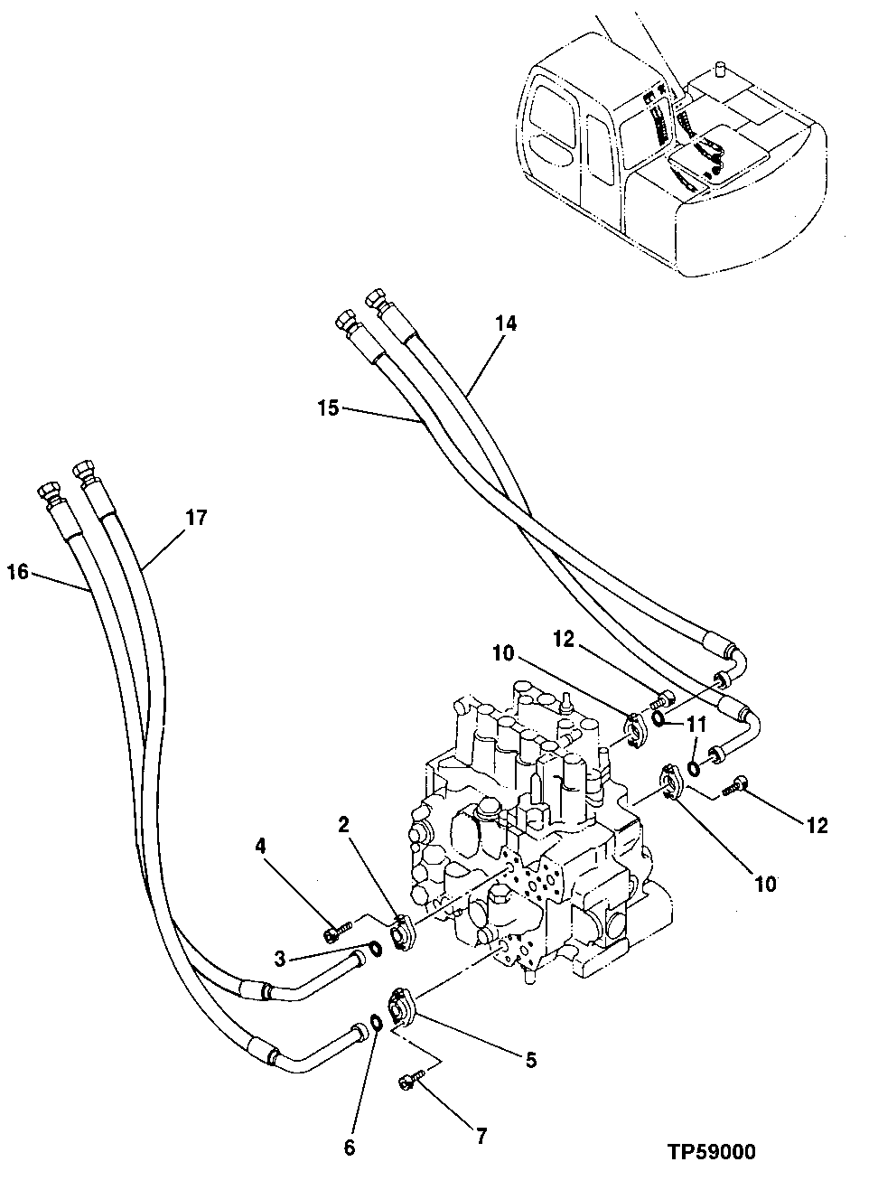 Схема запчастей John Deere 20 - 311 - MAIN PIPINGS 3360 HYDRAULIC SYSTEM