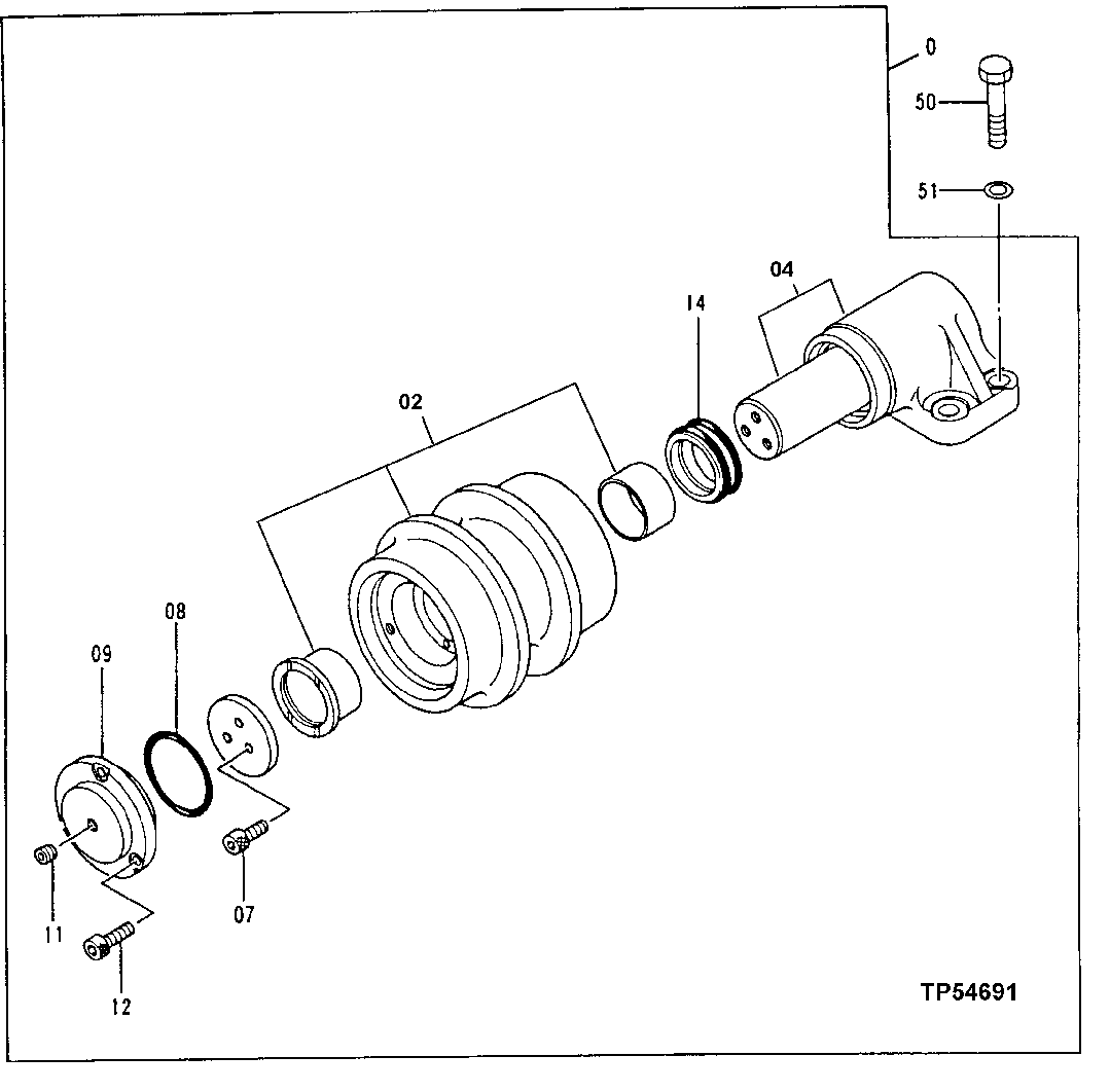 Схема запчастей John Deere 50LC - 6 - Upper Roller 0130 Track Systems