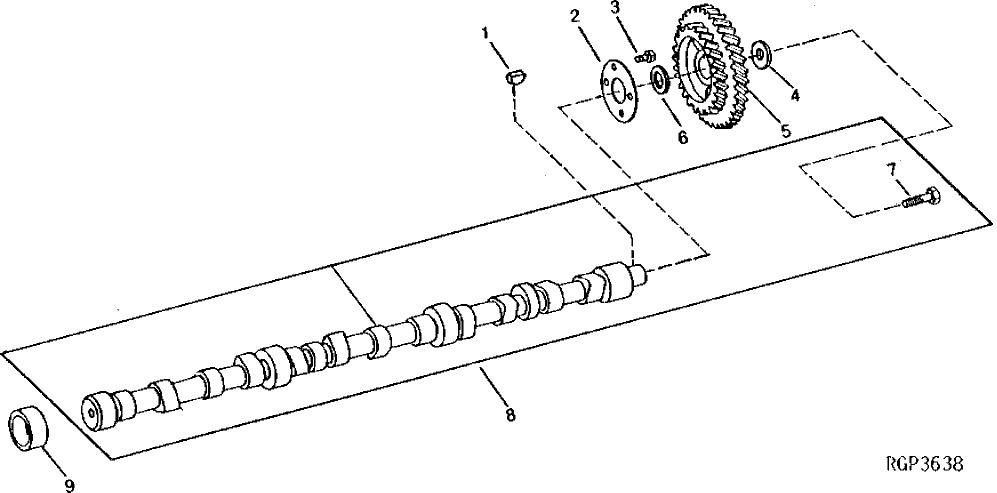 Схема запчастей John Deere 50LC - 20 - Camshaft Gear 0402 Camshaft And Valve Actuating Means 6101AT010 6101AT010