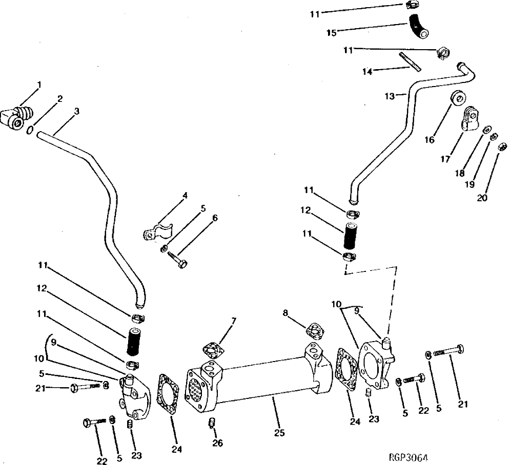 Схема запчастей John Deere 50LC - 56 - Engine Oil Cooler 0419 Engine Oil Cooler 6101AT010 6101AT010