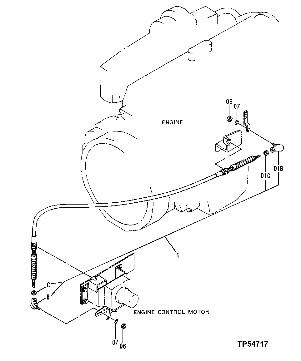 Схема запчастей John Deere 50LC - 80 - Engine Speed Control Cable 0515 Engine Speed Controls