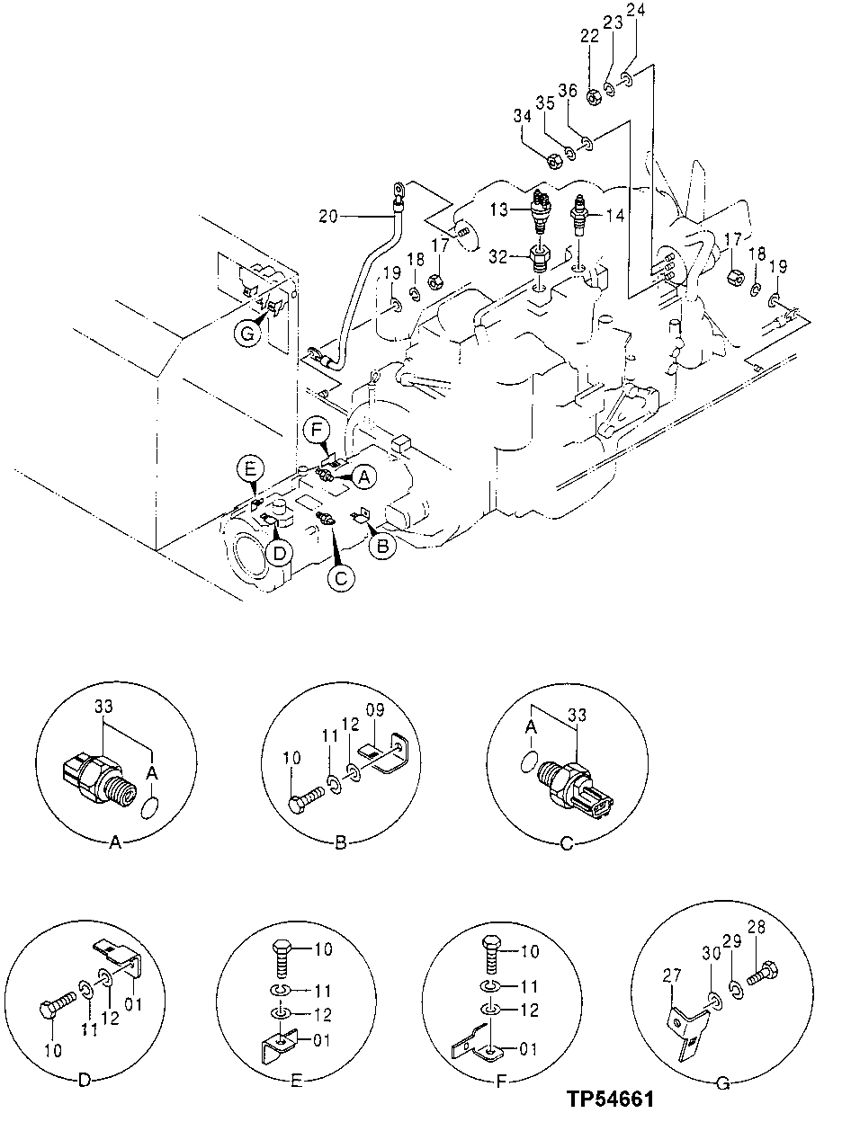 Схема запчастей John Deere 50LC - 95 - Electric Components 1674 Wiring Harness And Switches