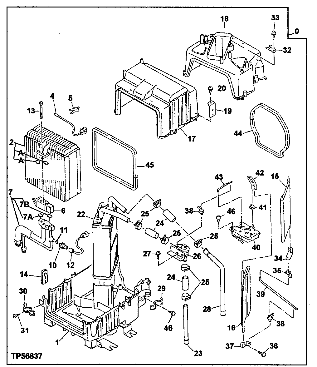 Схема запчастей John Deere 50LC - 159 - Air Conditioner Components 1830 Heating & Air Conditioning