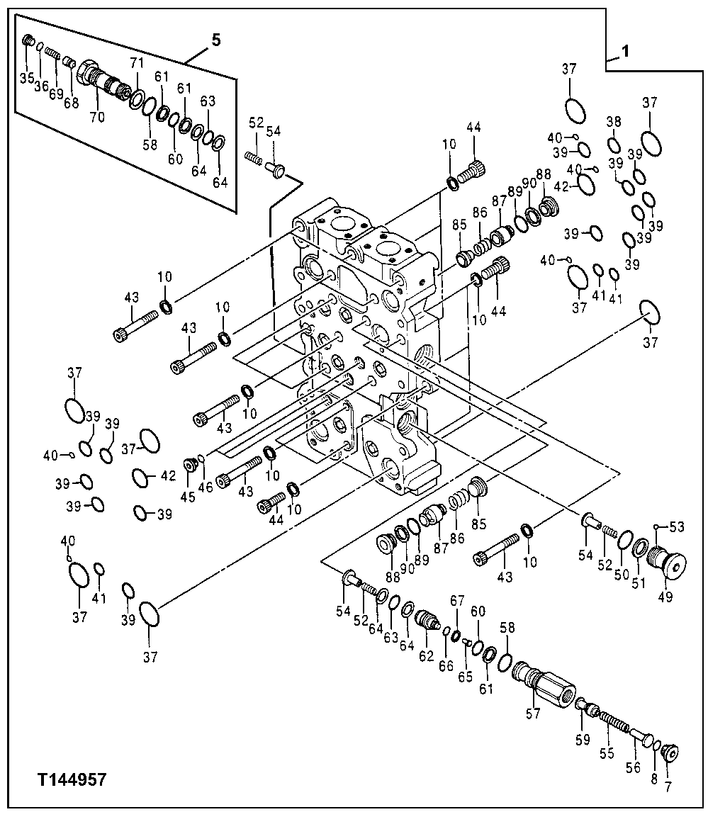 Схема запчастей John Deere 50LC - 197 - Control Valve 2162 Hydraulic Selective Control & Load Holding Valves