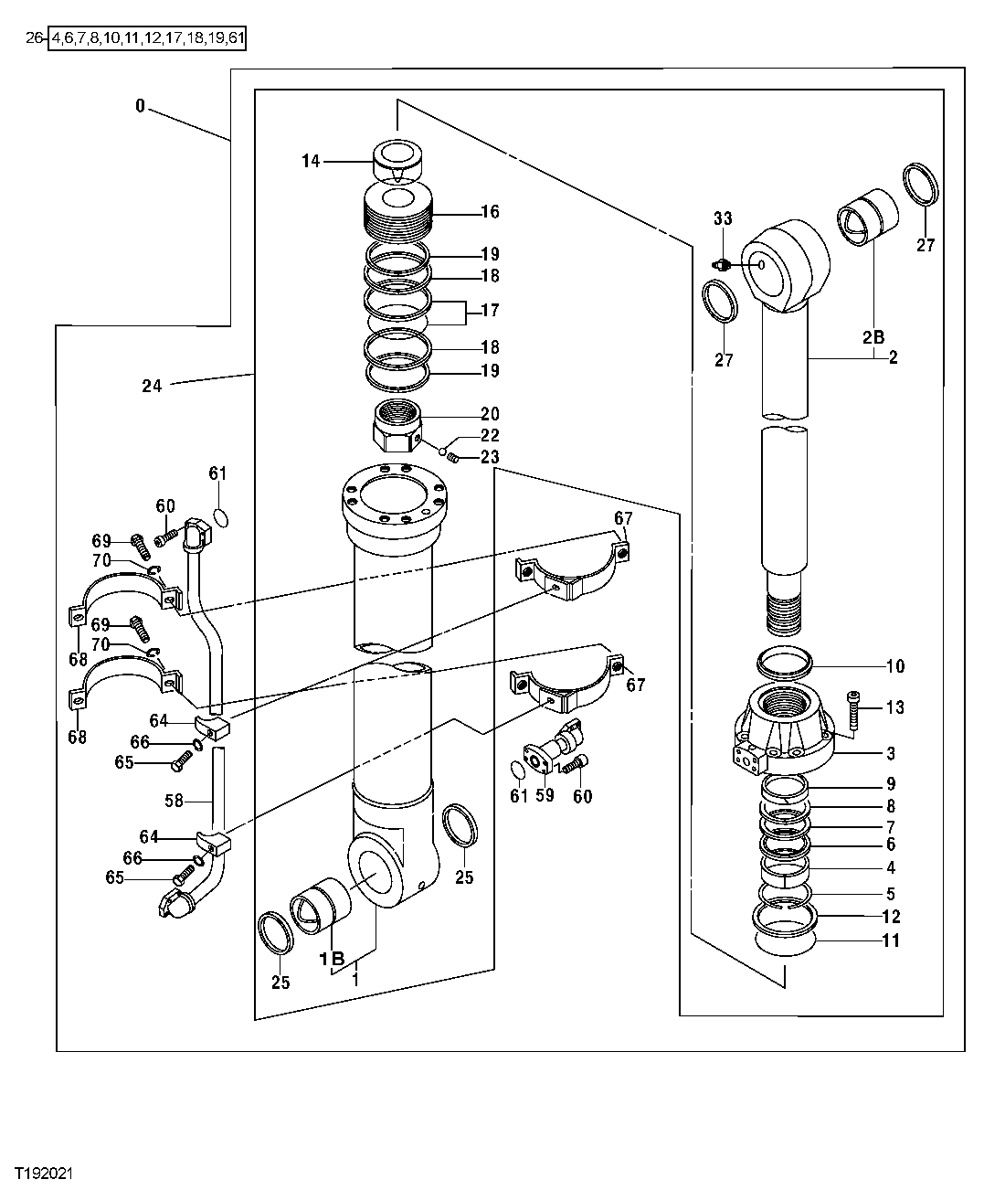 Схема запчастей John Deere 50LC - 300 - Bucket Cylinder 3365 Hydraulic Cylinders