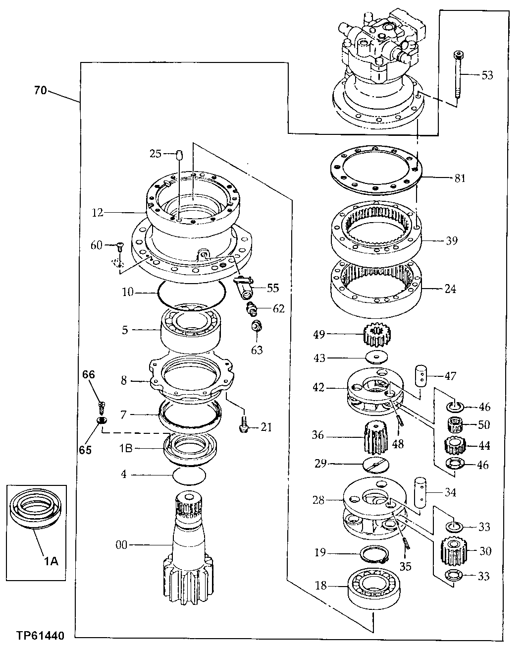 Схема запчастей John Deere 50LC - 325 - Left Swing Motor 4360 Hydraulics