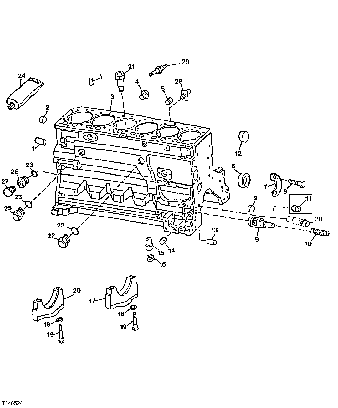Схема запчастей John Deere 30LC - 33 - Cylinder Block / Main Bearing Cap (046291 - ) 0404A Cylinder Block TO6068HT051 TO6068HT051