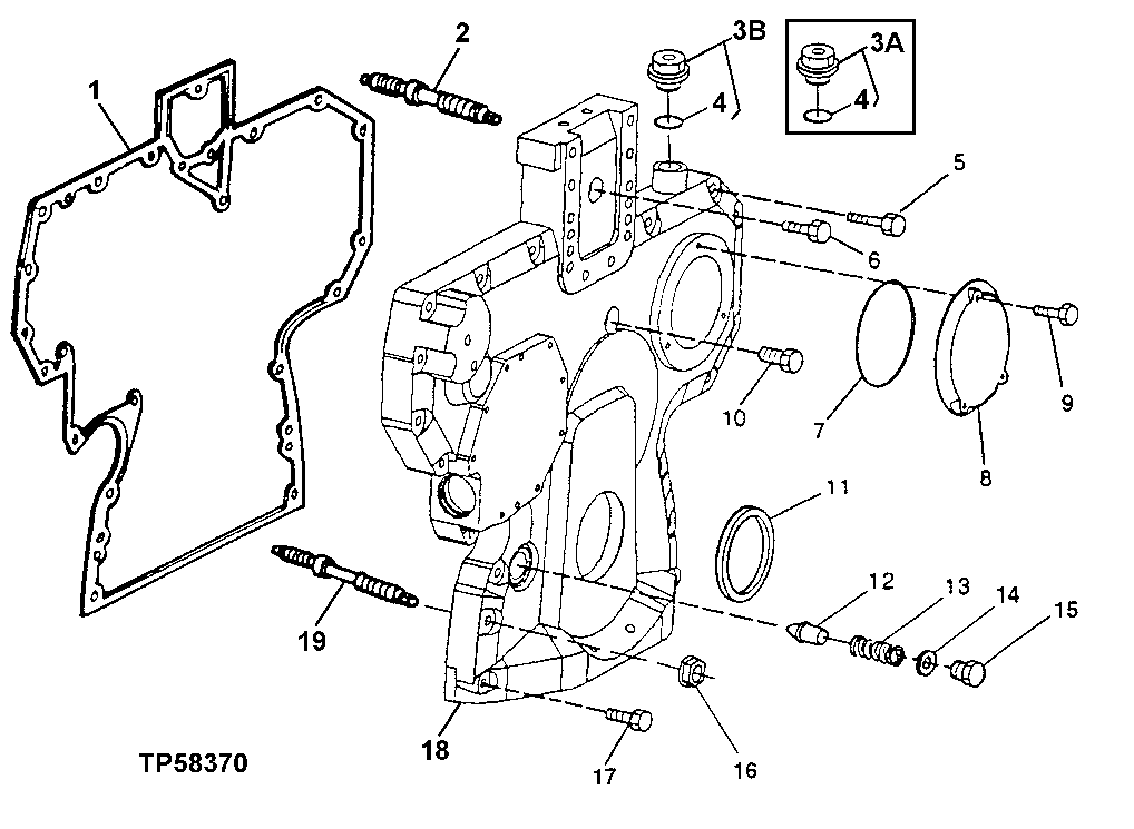 Схема запчастей John Deere 30LC - 72 - Timing Gear Cover ( - 829272) 0402B Camshaft And Valve Actuating Means PE6068HT051 PE6068HT051