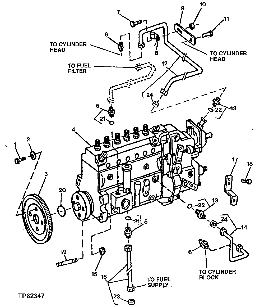 Схема запчастей John Deere 30LC - 91 - Fuel Injection Pump / Lines ( - 829272) 0413B Fuel Injection System PE6068HT051 PE6068HT051