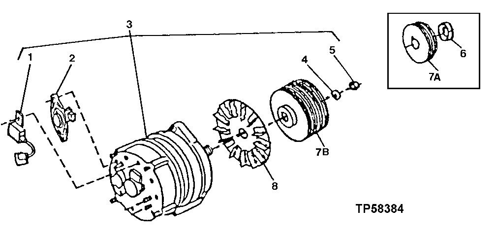 Схема запчастей John Deere 30LC - 137 - Alternator 24V 45 Amp 1672 Alternator, Regulator & Charging System Wiring