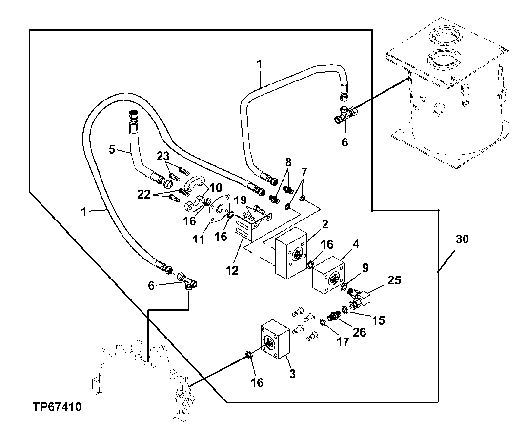 Схема запчастей John Deere 30LC - 231 - ANTI-DRIFT KIT 2160 Vehicle Hydraulics
