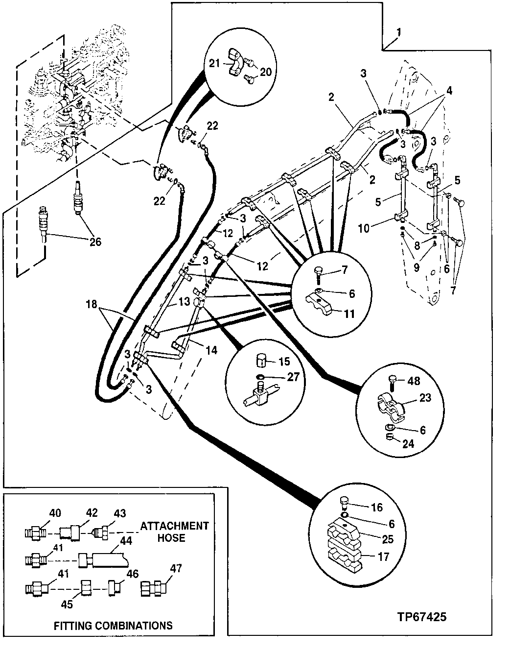 Схема запчастей John Deere 30LC - 337 - AUXILIARY HYDRAULIC PLUMBING (BOOM AND ARM KIT) 3360 Hydraulic System