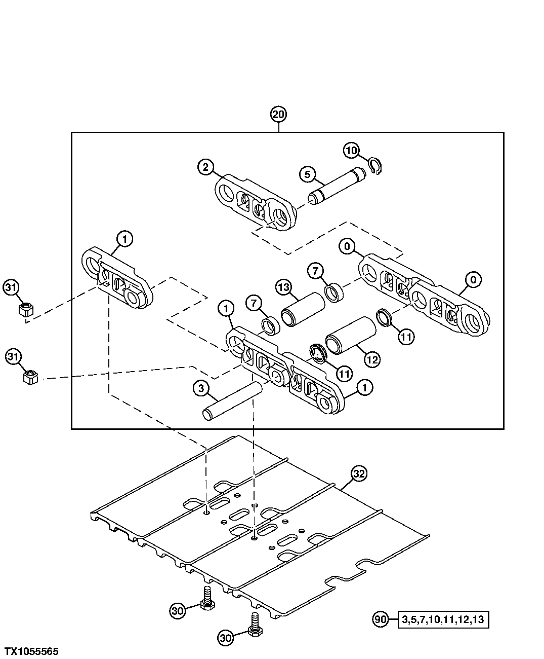 Схема запчастей John Deere 70LC - 12 - Track Link 0130 Track Systems