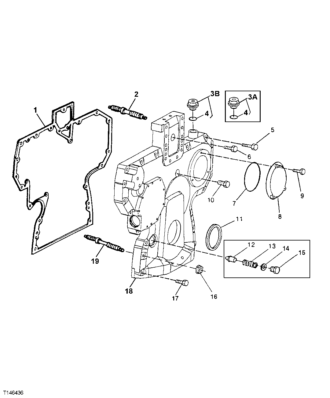 Схема запчастей John Deere 70LC - 26 - Timing Gear Cover ( - 900551) 0402 Camshaft And Valve Actuating Means 6068HT052 6068HT052