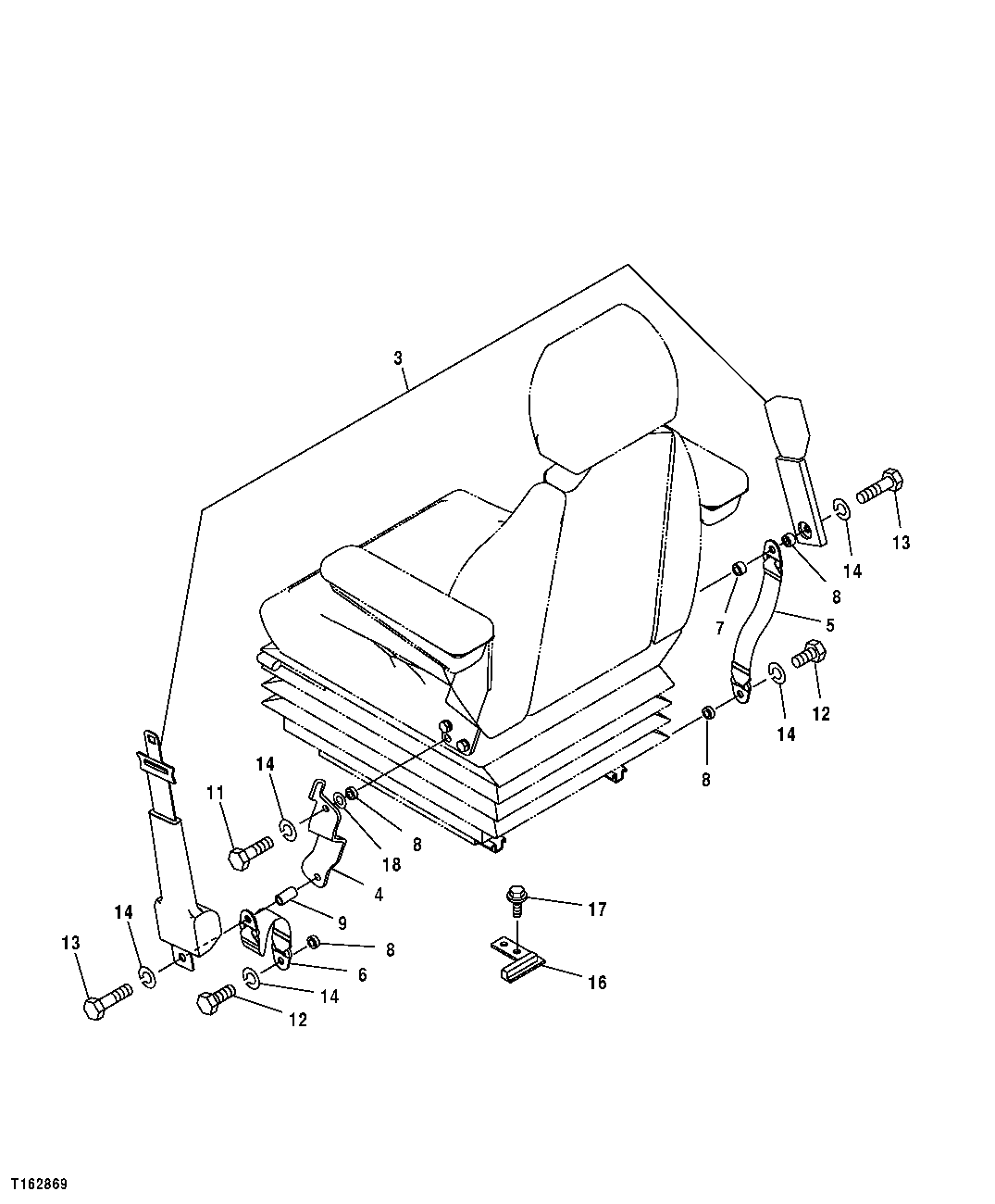 Схема запчастей John Deere 70LC - 136 - SEAT BELT (REPLACEMENT SEAT) 1821 SEAT AND SEAT BELT
