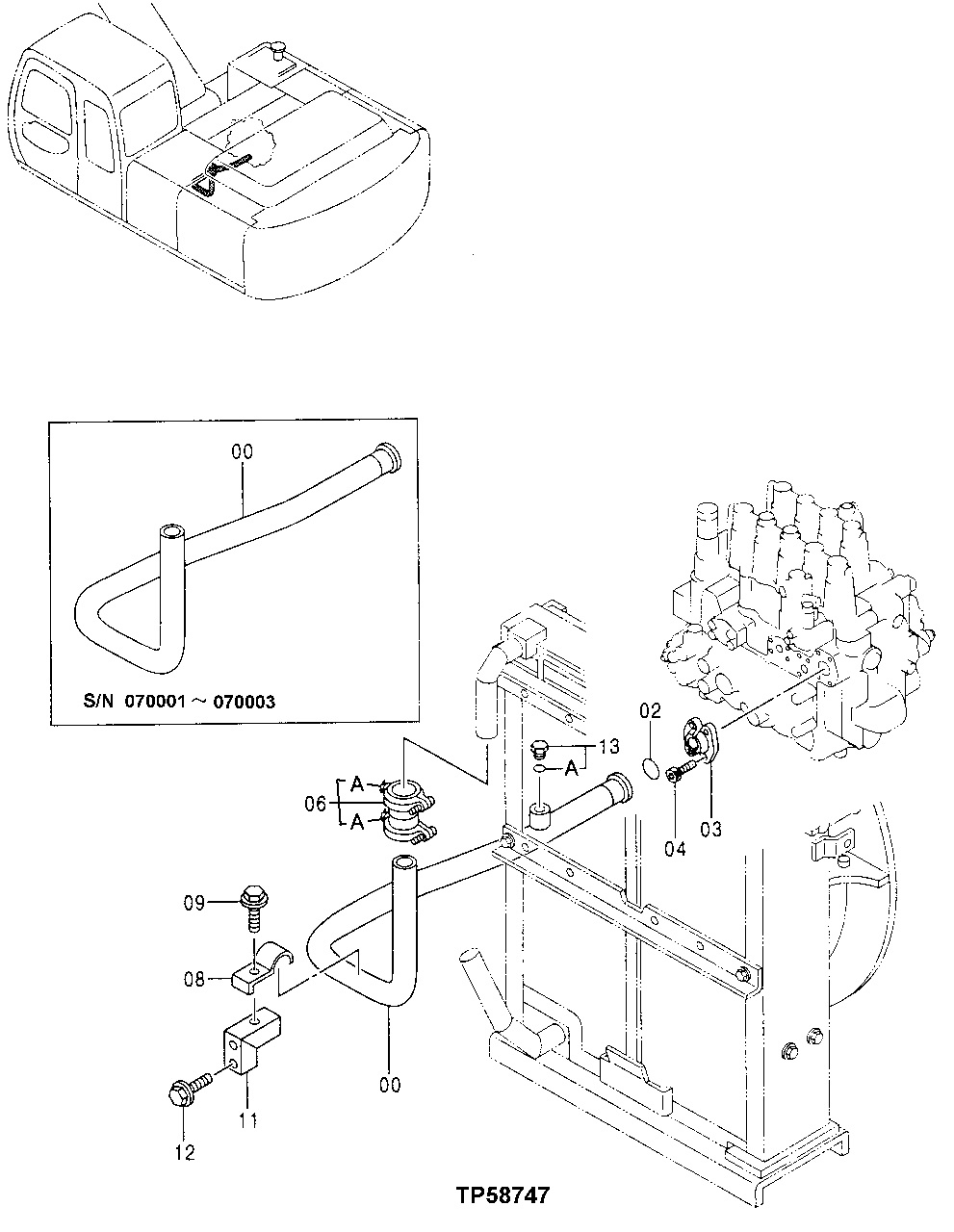 Схема запчастей John Deere 70LC - 231 - RETURN PIPINGS 3360 HYDRAULIC SYSTEM