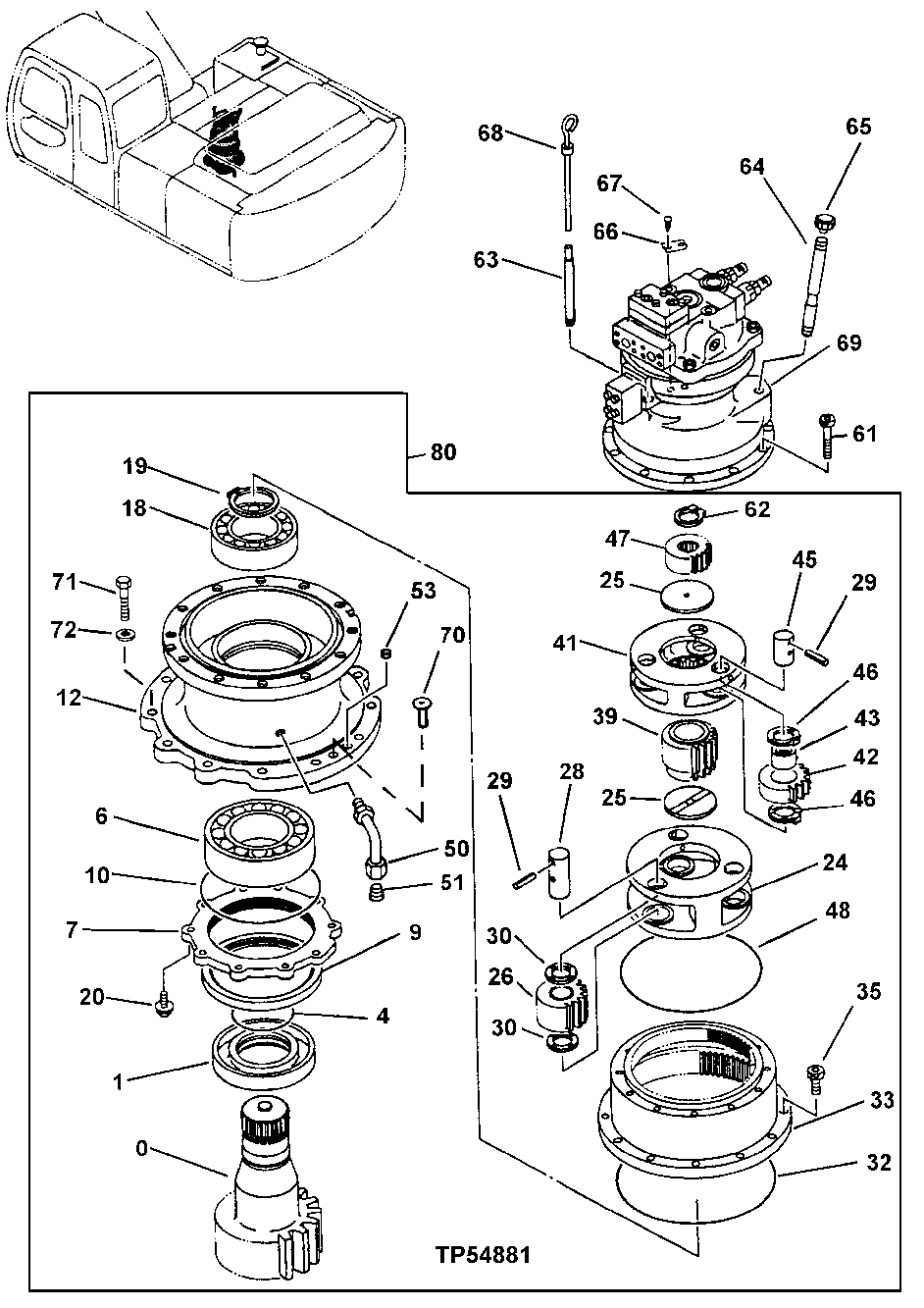 Схема запчастей John Deere 70LC - 287 - Swing Device 4360 Hydraulics