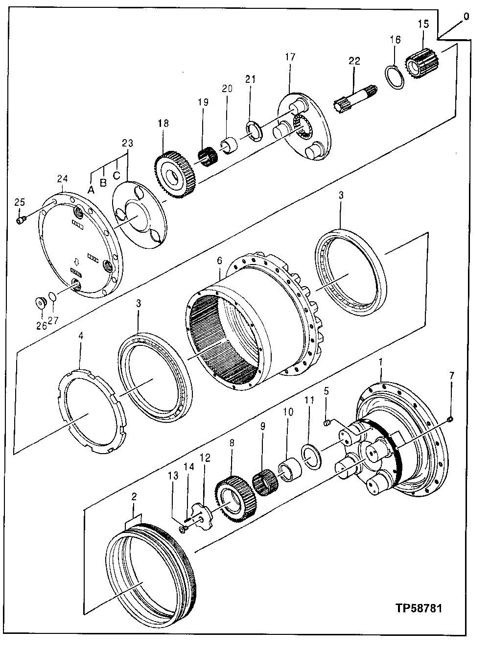 Схема запчастей John Deere 60LC - 21 - Drive, Transmission 0260 Axles, Diff. & Susp. Sys. Hyd. (Incl. Fwd)