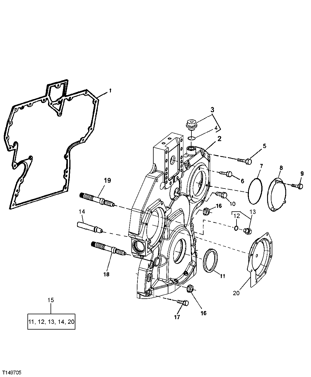 Схема запчастей John Deere 60LC - 31 - Timing Gear Cover 0402A Camshaft And Valve Actuating Means 4045TP053 4045TP053