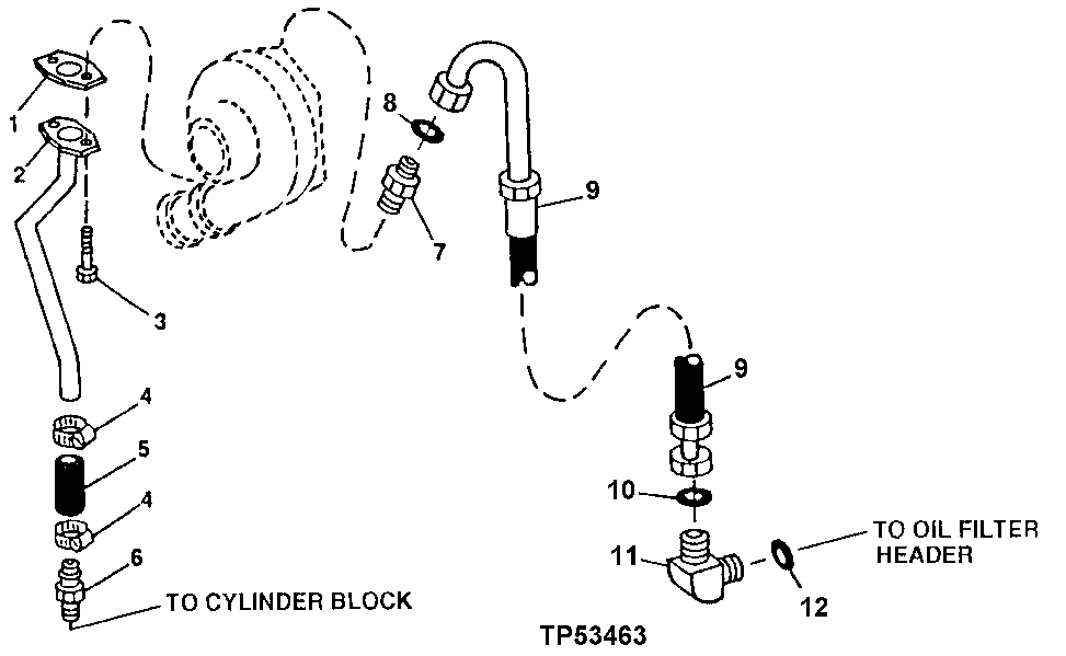 Схема запчастей John Deere 60LC - 108 - Turbocharger Oil Lines (709640 - 801836) 0416B Turbocharger 4045TT055 4045TT055