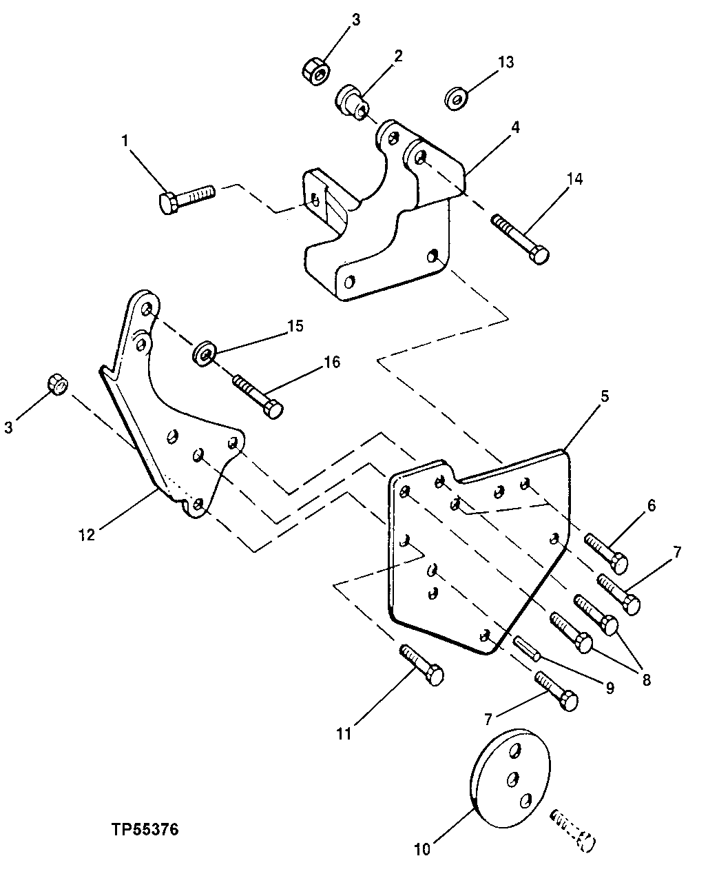 Схема запчастей John Deere 60LC - 118 - Alternator Mounting Brackets (709640 - 801836) 0423B Alternator And Generator Mounting 4045TT055 4045TT055