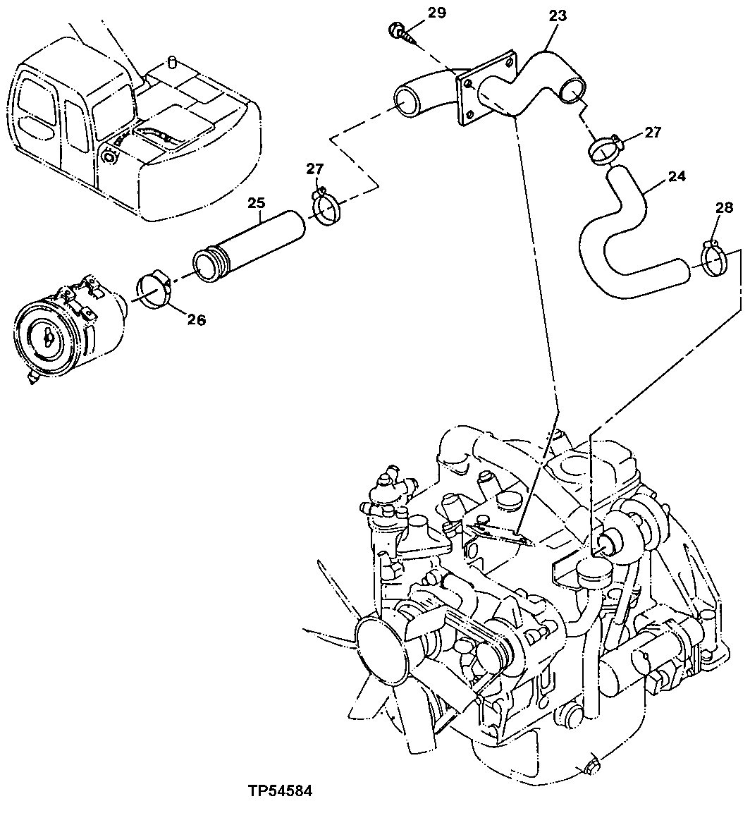 Схема запчастей John Deere 60LC - 137 - Air Cleaner Support 0520 Intake System