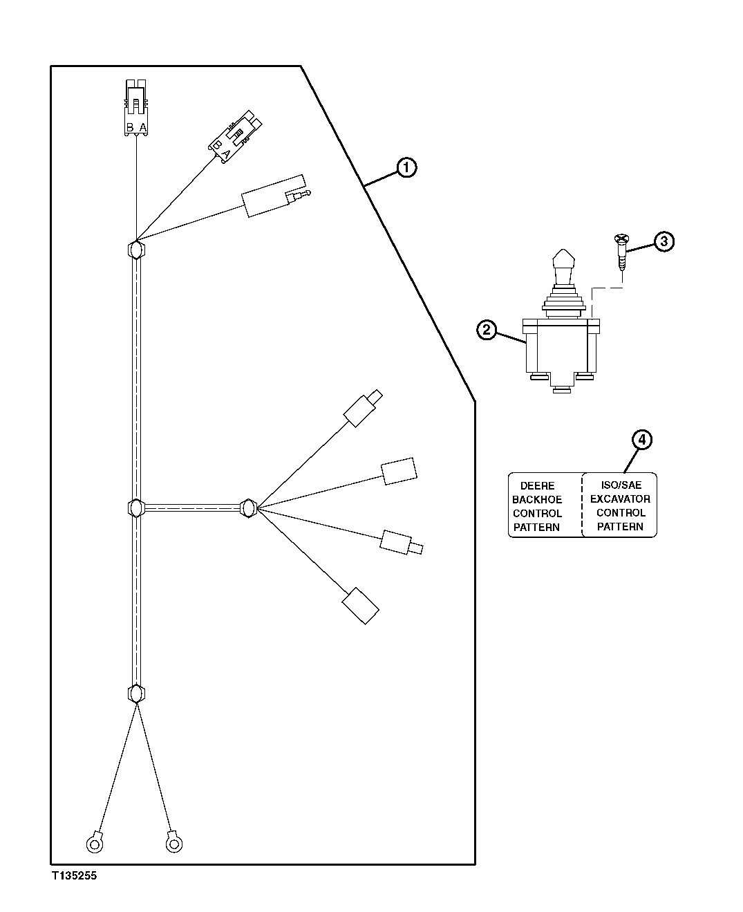 Схема запчастей John Deere 60LC - 164 - Pattern Changer Wiring Harness 1674 Wiring Harness And Switches