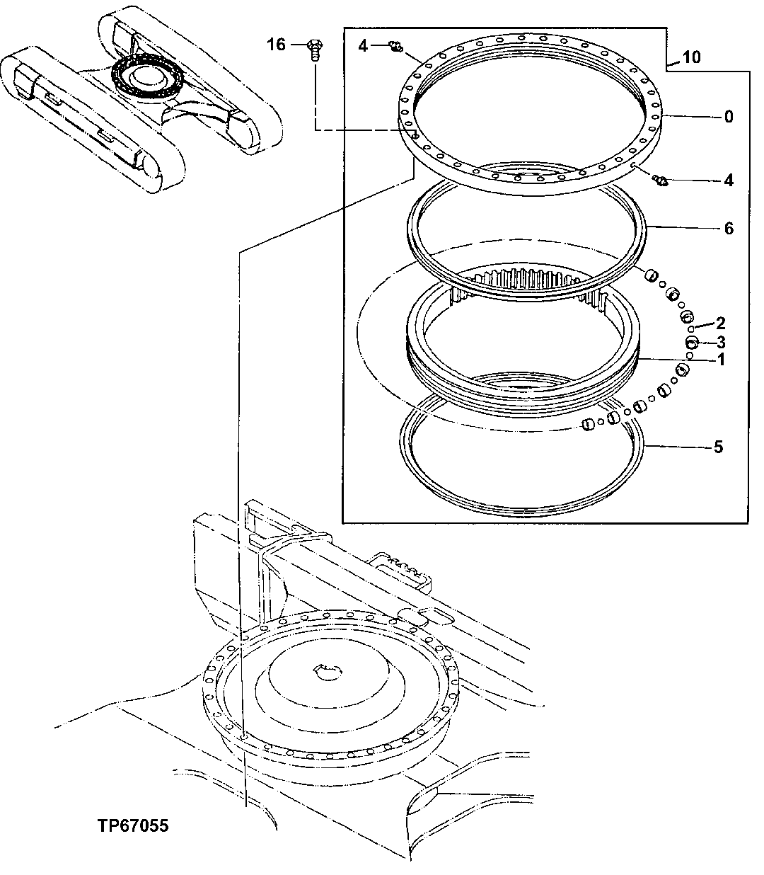 Схема запчастей John Deere 60LC - 168 - Swing Bearing 1740 Frame Installation